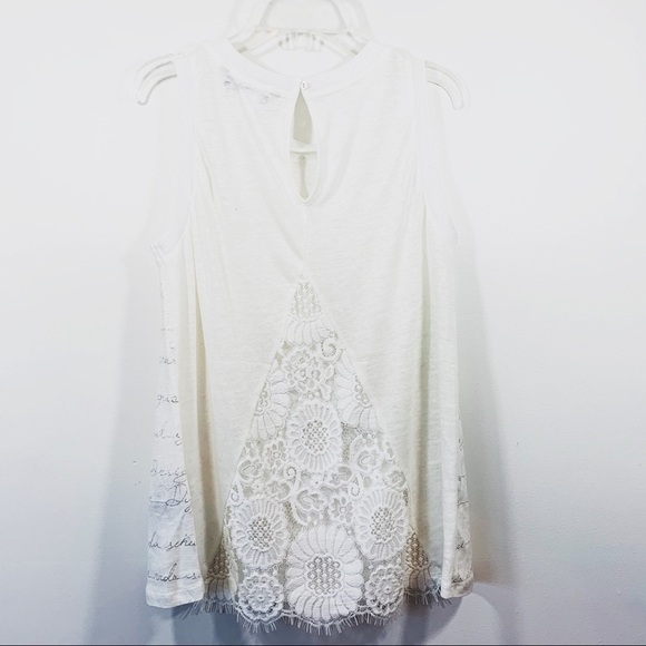 Desigual white script signature lace tank - Picture 2 of 8